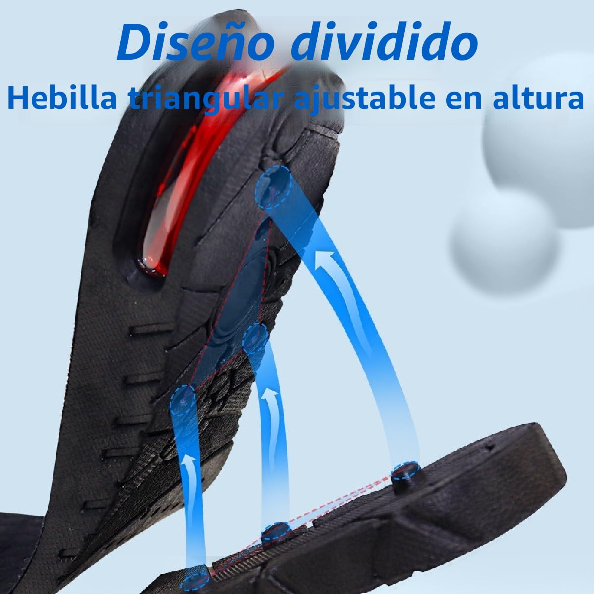 Plantillas Altura Hombre y Mujer, Plantillas para Aumentar Altura, Plantillas Alzas Para Zapatos, 3-7.5cm Plantillas de Zapatos con Cojín de Aire Elevadores Talón Ajustable Plantillas Altura