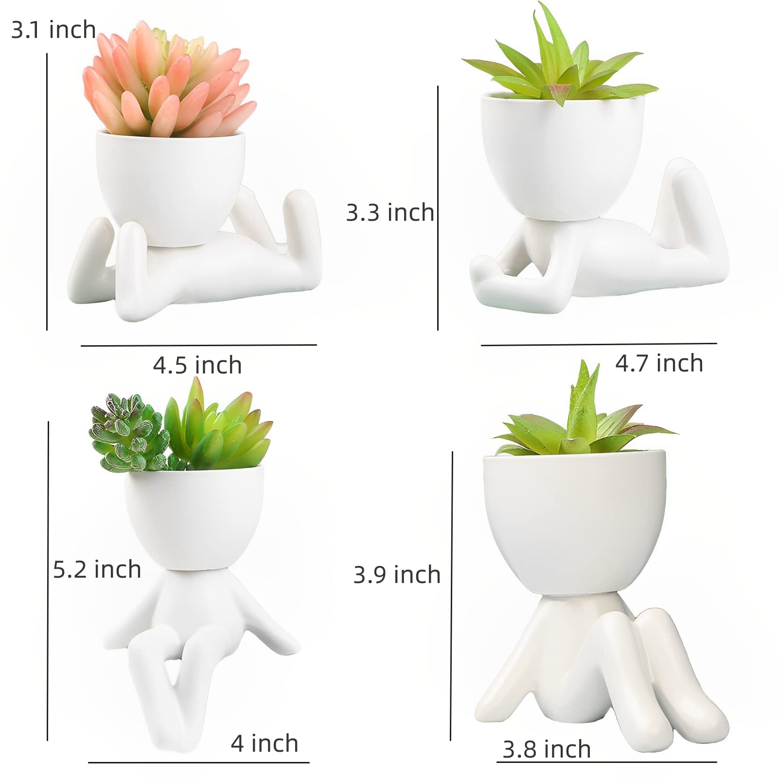 Amazon.co.jp: Pturey セラミック多肉植物 人型ポット ホーム
