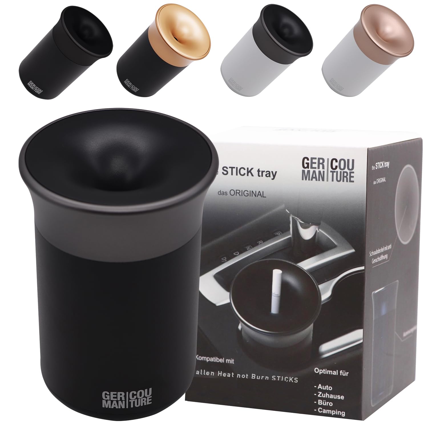 GC Stick-Tray Ashtray Compatible with Heets and Iqos Accessories Duo Iluma Terea Glo Neo-Sticks for Car Office Home (Black/Gray)