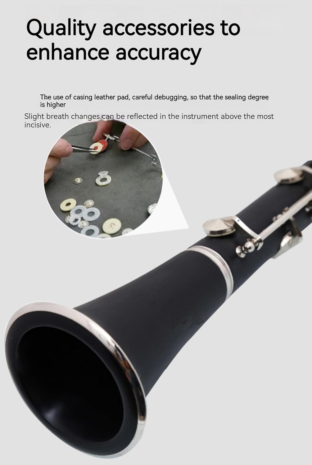 clarinet in B flat，beginner's performance, professional playing instrument with box, cleaning kit.