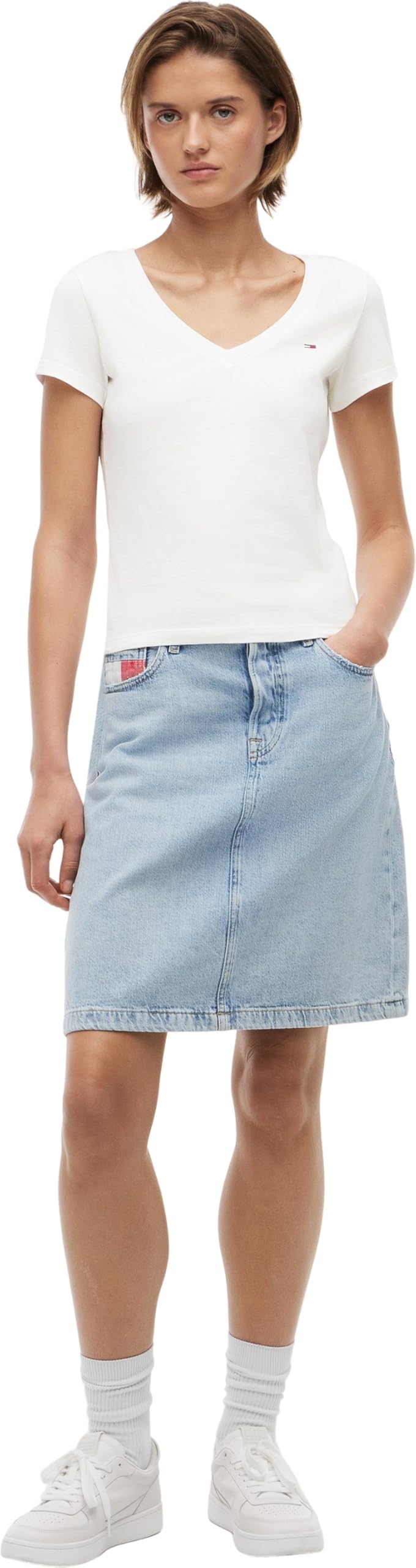 Tommy Jeans Damen 2er Pack T-Shirts Kurzarm mit V-Ausschnitt