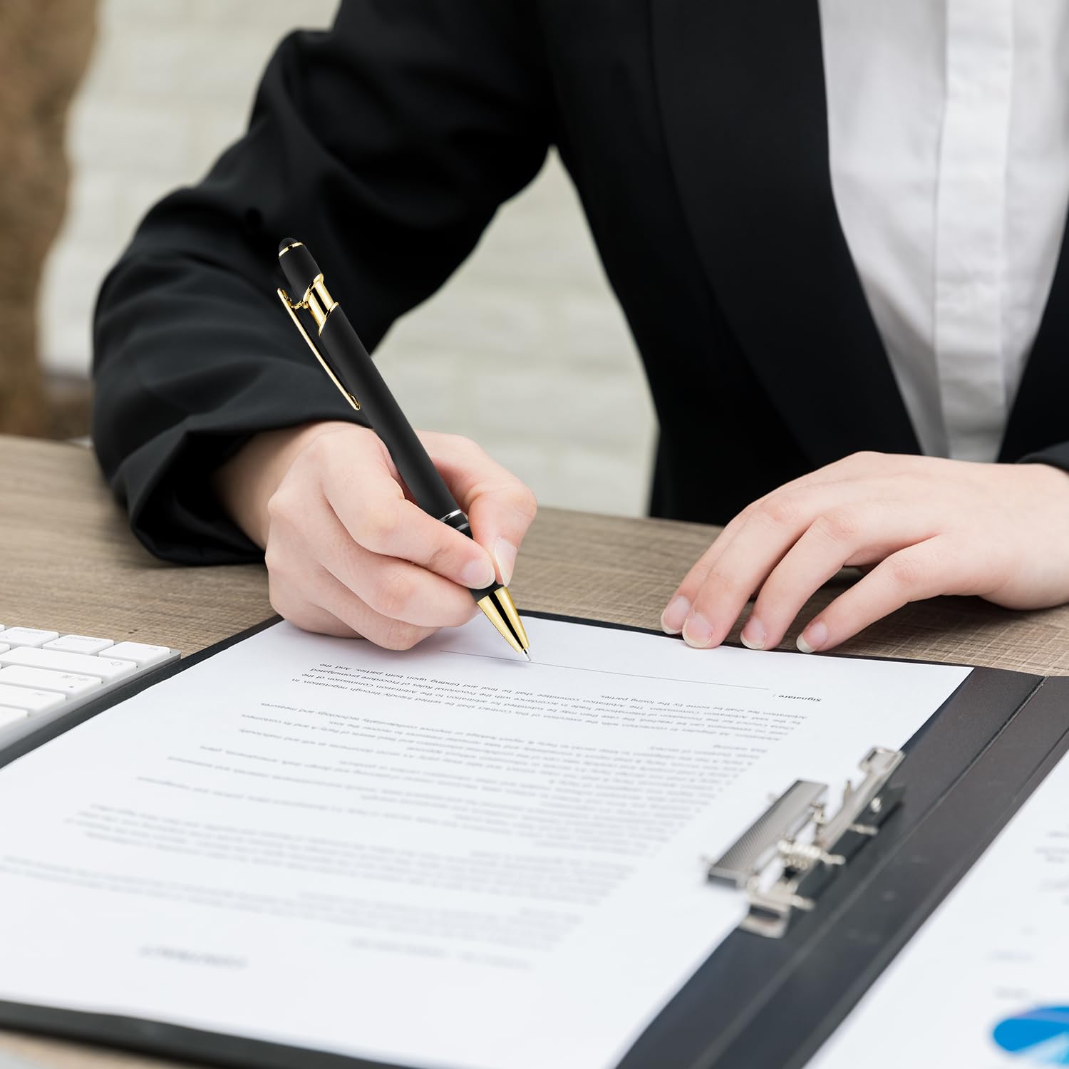 LINFANC 12 Pack Black Gold Ballpoint Pen with Stylus Tip 1 0 mm Black Ink Smooth Writing Pens — view 7