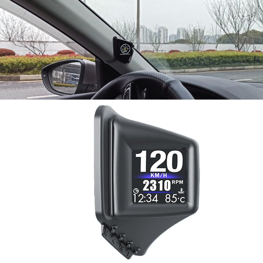 OBD2 - HUD GPS para computadora a bordo, en tiempo real para pantalla de métricas de rendimiento, para montaje en pilar A o tablero