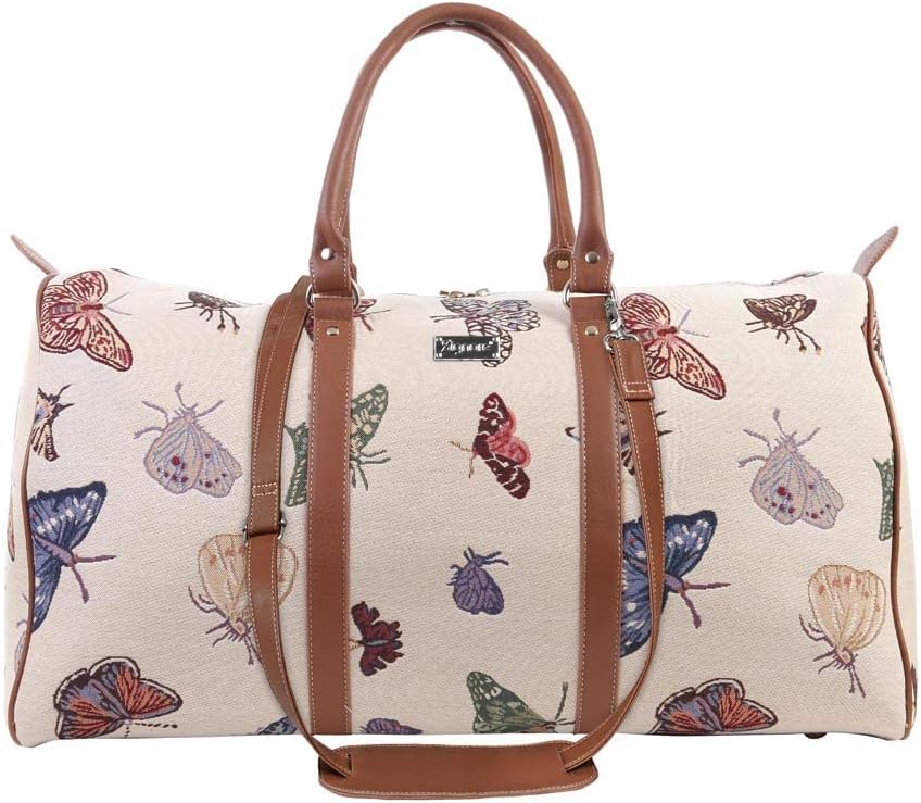 review Women Large Duffel Bag, Ladies Carry-on Overnight Weekender, Womens Hand Luggage, Travel Bags for Teens & Girls with Butterfly Design (BHOLD-BUTT)
