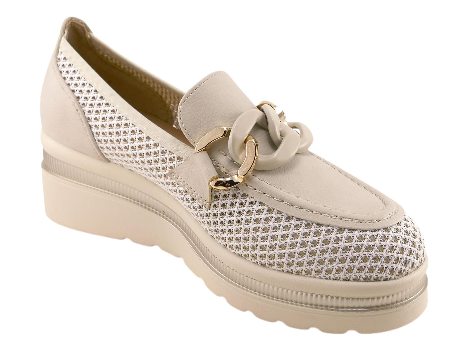 Cinzia Soft CI1109 001 - Mocassini Zeppa Media in Ecopelle e Tessuto