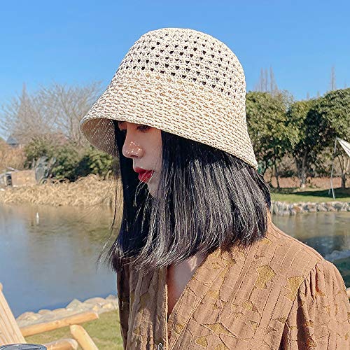 Dkinjom Women Summer Straw Hat With Mesh Breathable For Beach Travel Trendy Lightweight Casual Bucket Hats Uv Protection Yellow #TOP4