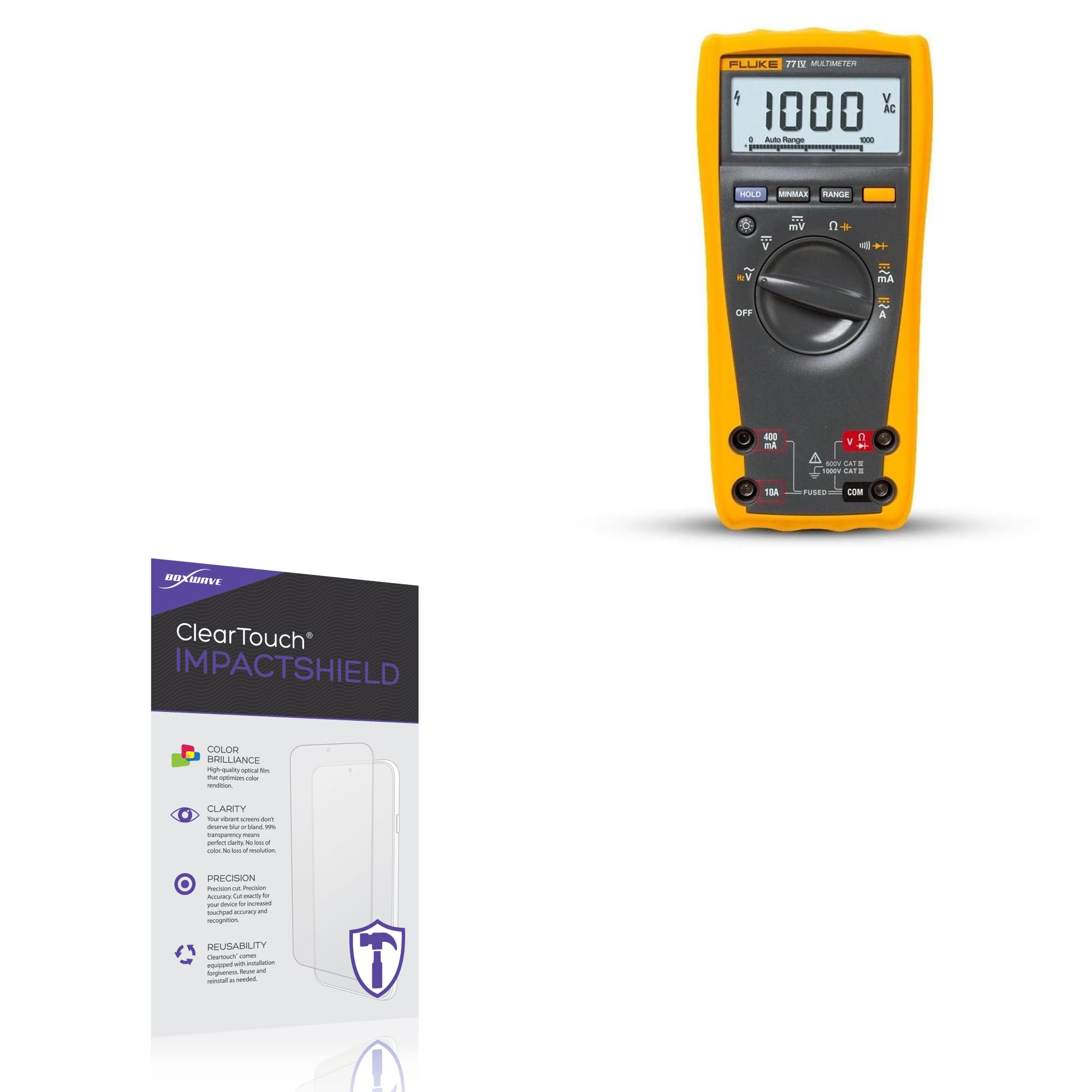 BoxWave Screen Protector Compatible with Fluke 77 IV - ClearTouch ImpactShield (2-Pack), Impenetrable Screen Protector Flexible Film