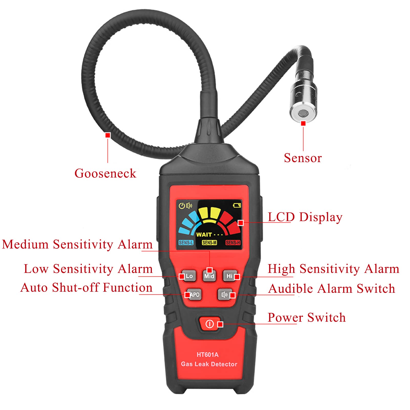 Detector de fugas de gas inflamable, Analizador portátil de probador de metano de propano inflamable, Detector de gas natural, Herramientas de emergencia para el hogar