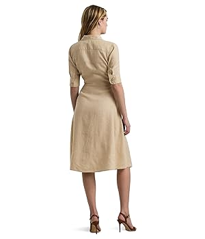 LAUREN RALPH LAUREN TIE-FRONT リネンワンピース 関税送料込 Lauren Ralph Lauren Womens Tie-Front Linen Shirtdress