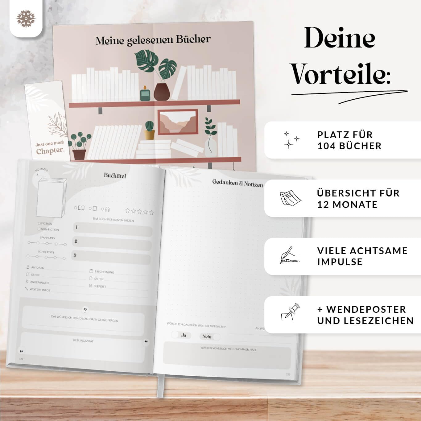Lebenskompass Buchclub XXL - Das Lesetagebuch & Book Journal "PEARL" - Hardcover DIN A5 Tagebuch für Erwachsene - Book Club Reading Bullet Journal Tracker - Booktok