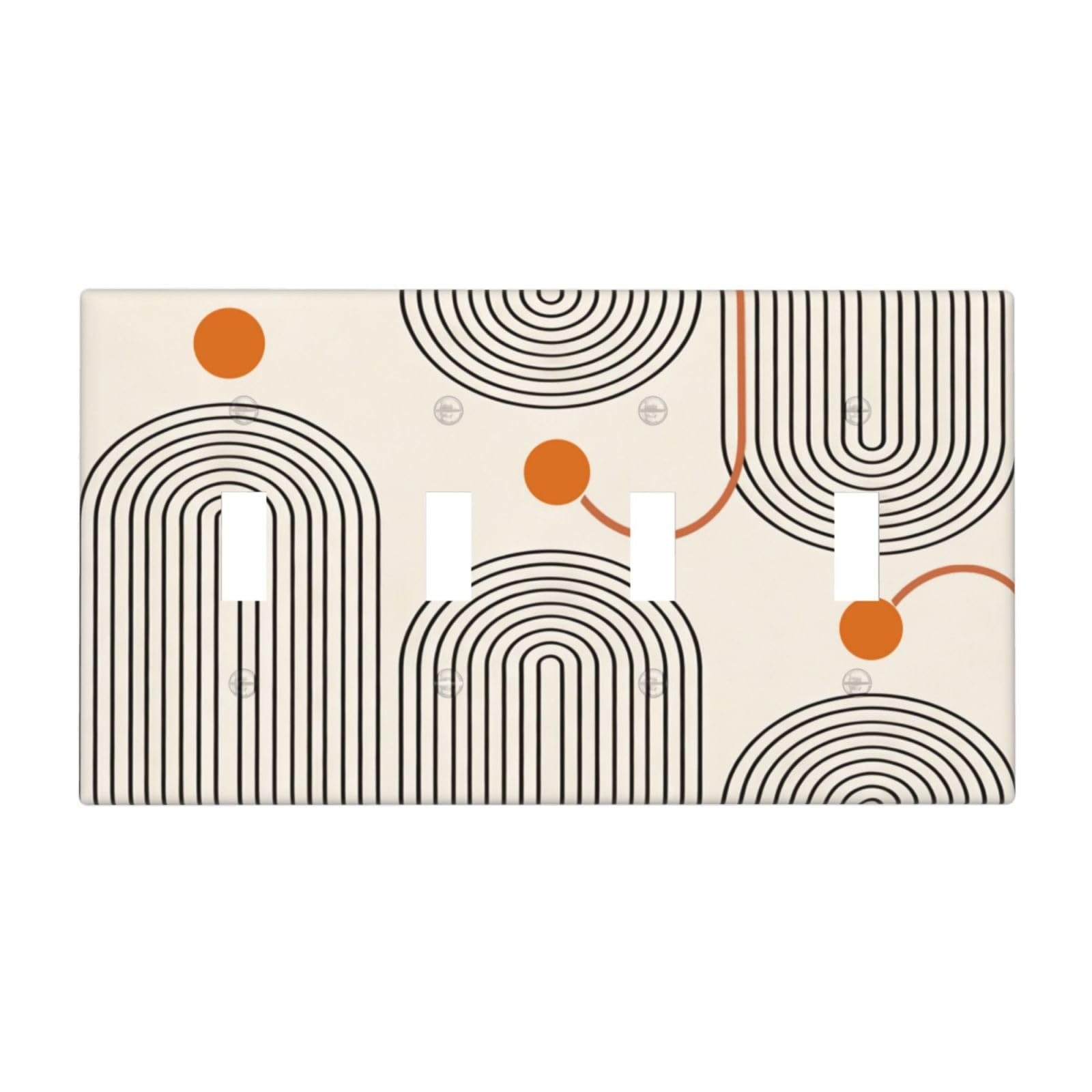 JDAKHD Decorative Light Switch Plate Covers Modern Geometric Arch 4 Gang Artistic Wall Plate Unique Mid-Century Minimalist Abstract Quad Toggle Light Switch Covers for Home Office Decor
