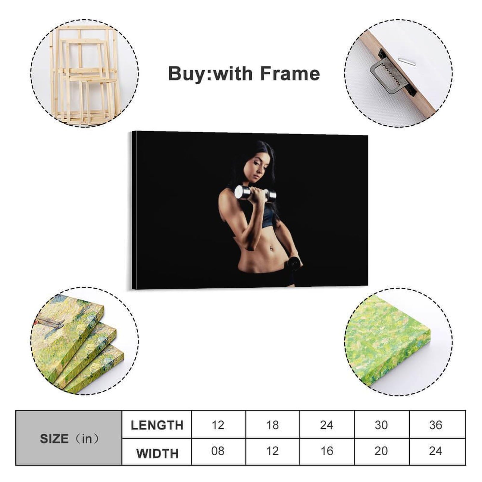 Poster decorativo da parete su tela, con manubri alternati, per allenamento fitness, poster decorativo da parete, poster decorativo per camera da letto, 60 x 90 cm