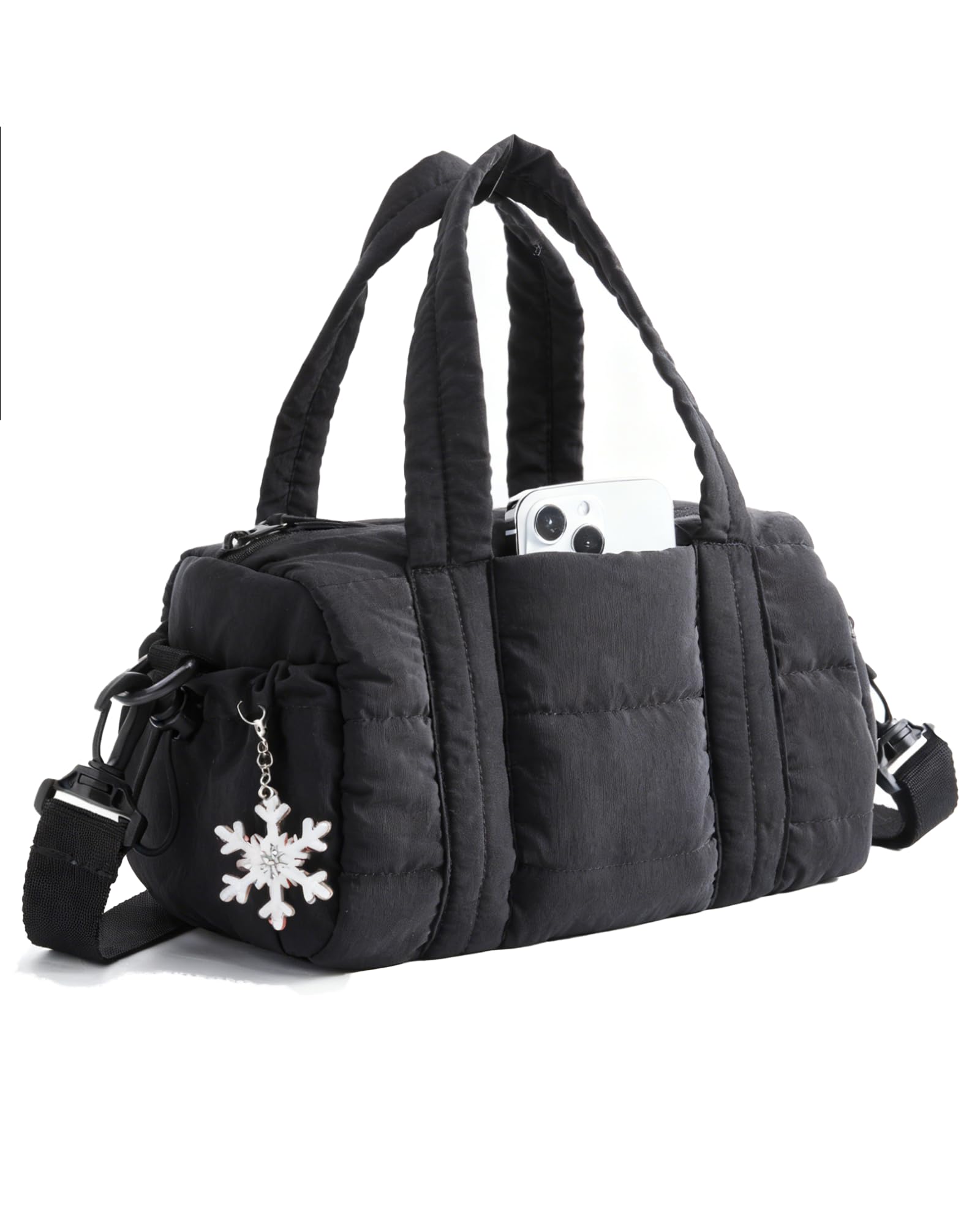 Reiki Mini Gym Bag for Women, Small Dance Bag, Mini Crossbody Bags for Women with Detachable Strap, 5L Shoulder Bag(9.8 * 5.9 * 5.9 inches), Black