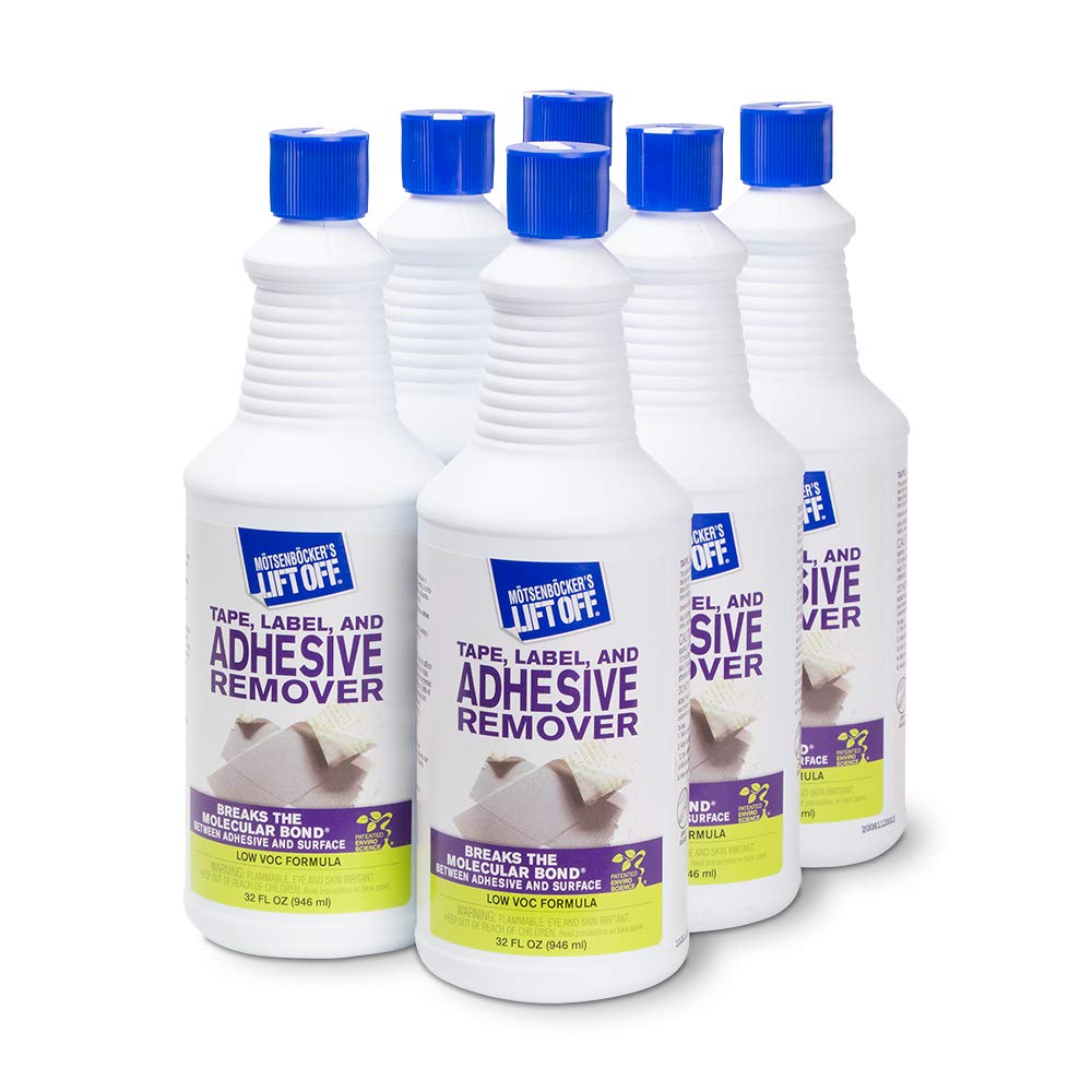 Motsenbocker’s Lift Off 40703-6PK 32-Ounce Tape, Label, and Adhesive Remover Safely Removes Stickers, Glue, Decals, Sticky Residues and More from Vehicles, Furniture, Tile, Wood, and More