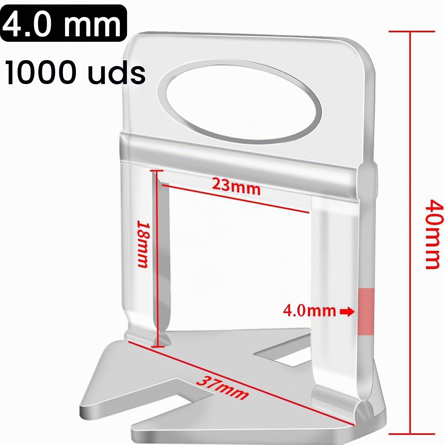 1000 sistemas de nivelación de azulejos, 4 mm, herramienta para azulejos, accesorios para colocación de baldosas, lengüetas para azulejos autoadhesivos, espaciadores, cuñas de azulejos, sistema de