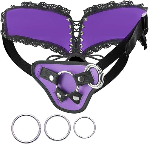 Miniatura 8 de Strap-on Harness Adjustable Adult Sex Toy with 3 Different Sized O-Rings Suction Cup Dildo Compatible Harness,Accommodates up to 59" Waist