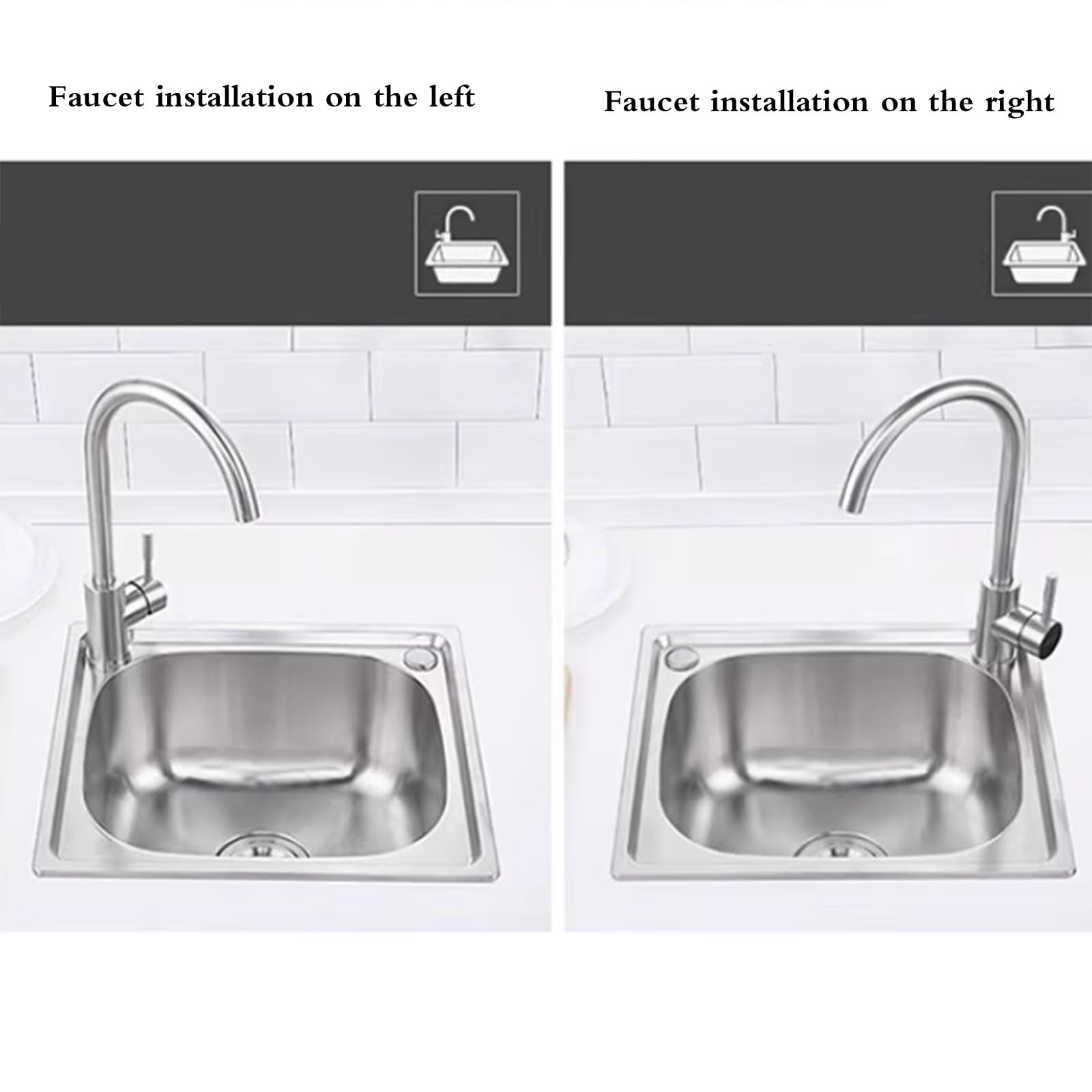 Tazón Individual de Acero inoxidable – Tamaño pequeño y compacto para Lavar verduras, preparar alimentos y usarlo en El hogar, caravanas o apartamentos (45 * 39 pulgadas, 20,2 cm).