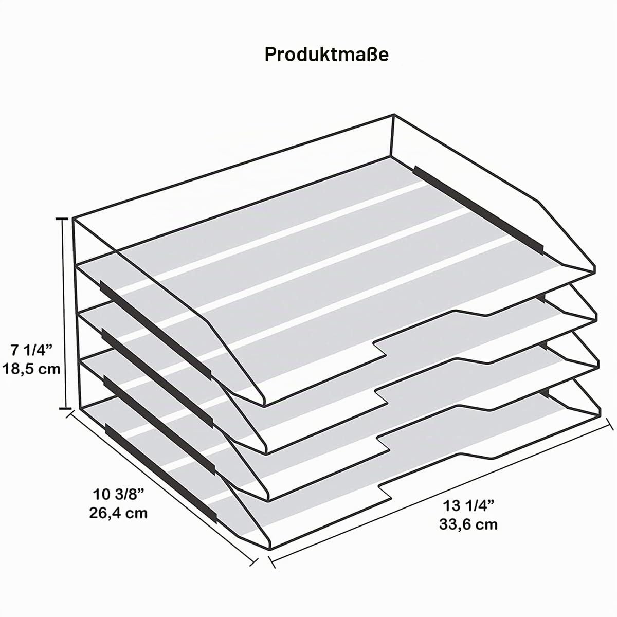 Acrimet Stapelbare Briefablage im Querformat, Büro-Organizer für Papier und Dokumente im A4-Format, Robuster Kunststoff (Farbe Weiß) (4 Stück)
