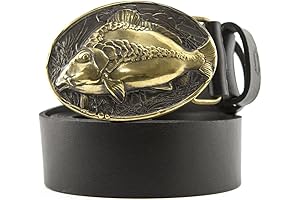Leather Belt with Buckle Carp, Handmade Fisherman Gift Trophy Carp Fish Solid Brass Belt Buckle