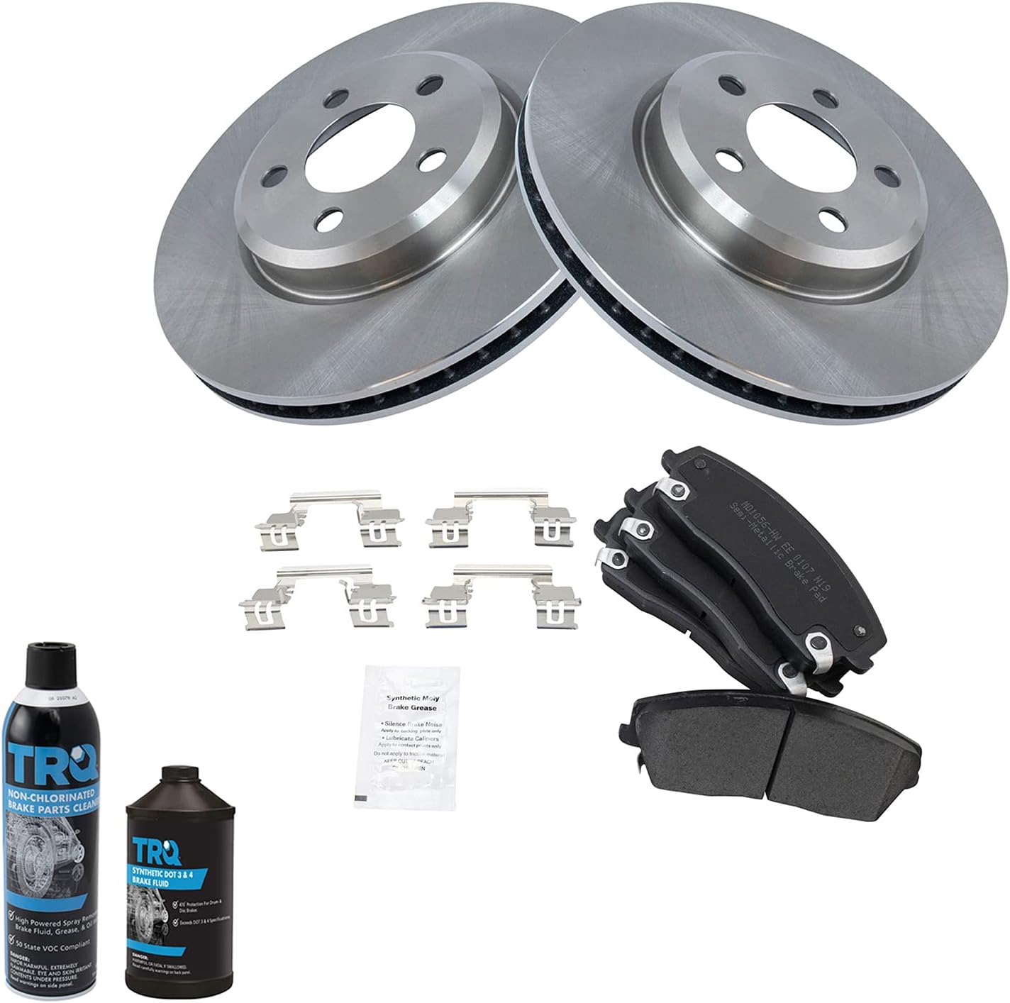 TRQ Front Brake Pad & Rotor Kit Brake Chemical Kit Brake Pads Brake Rotor Semi-Metallic Compatible with 2005-2020 Chrysler 300 2009-2020 Dodge Challenger 2006-2020 Charger 2005-2008 Magnum