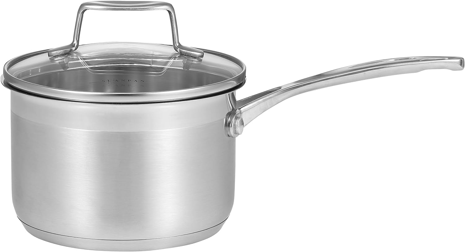 SCANPAN Impact 3.5 qt. Saucepan with Lid - Made of Durable 18/10 Stainless Steel - Dishwasher & Oven Safe
