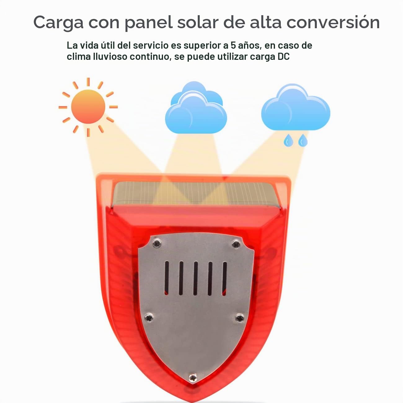 Sensor Solar de Nivel, alarmas acústicas y visuales de Nivel de Agua Alto / bajo, Volumen Ajustable de 129 dB, línea de detección de 5 m, Impermeable IP55, utilizable en Interiores y Exteriores