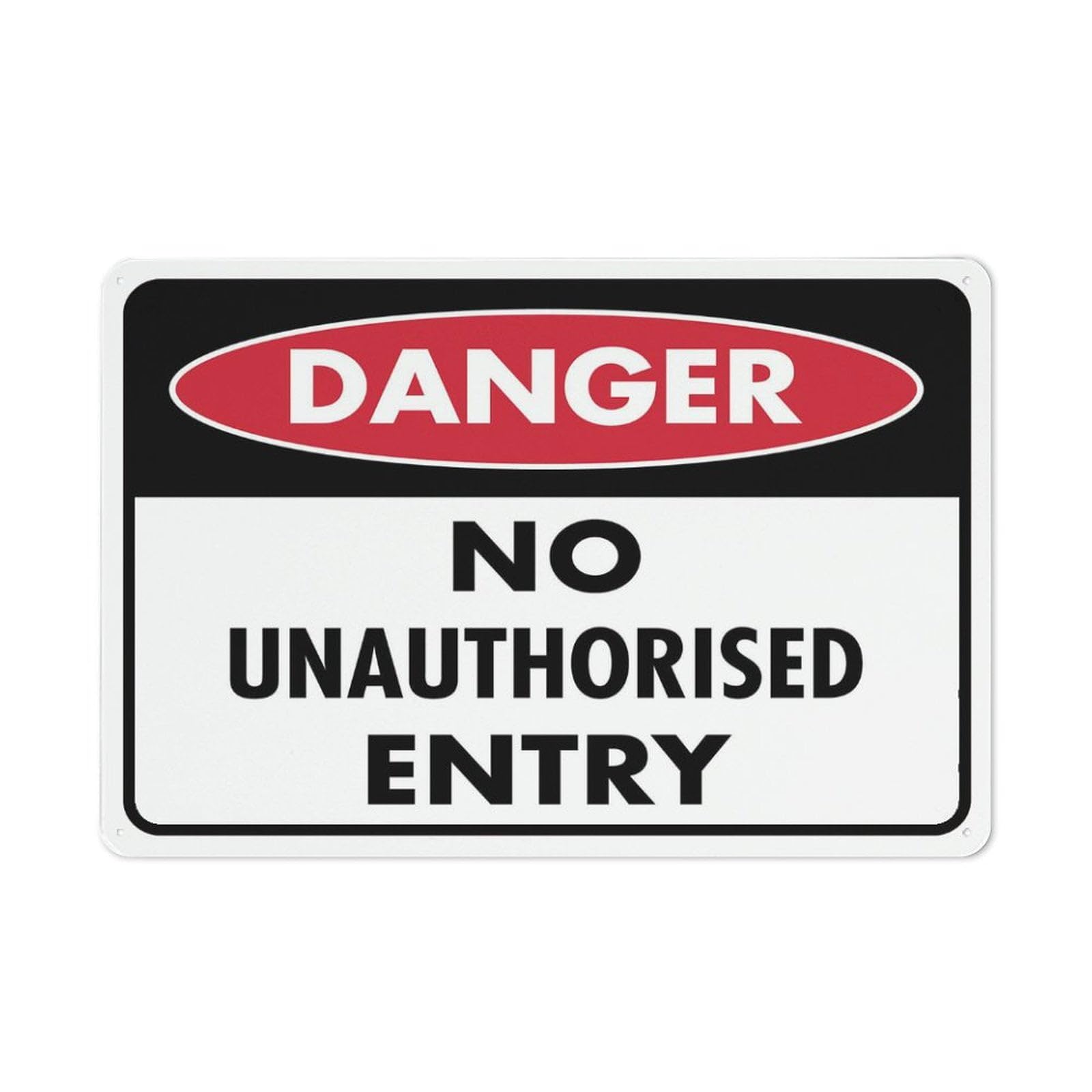 Danger - No Unauthorized Entry Sign, 8x12 Inch UV-Printed Aluminum Outdoor Sign, Weatherproof Security Sign for Home or Business