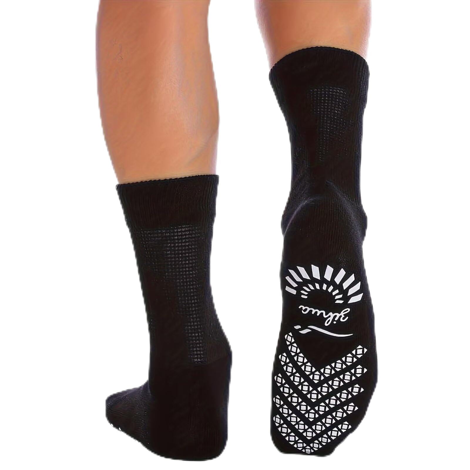 1 Pair Of Non-Binding Comfortable Non-Slip Black Athletic Socks For Men And Women Sizes 10-13
