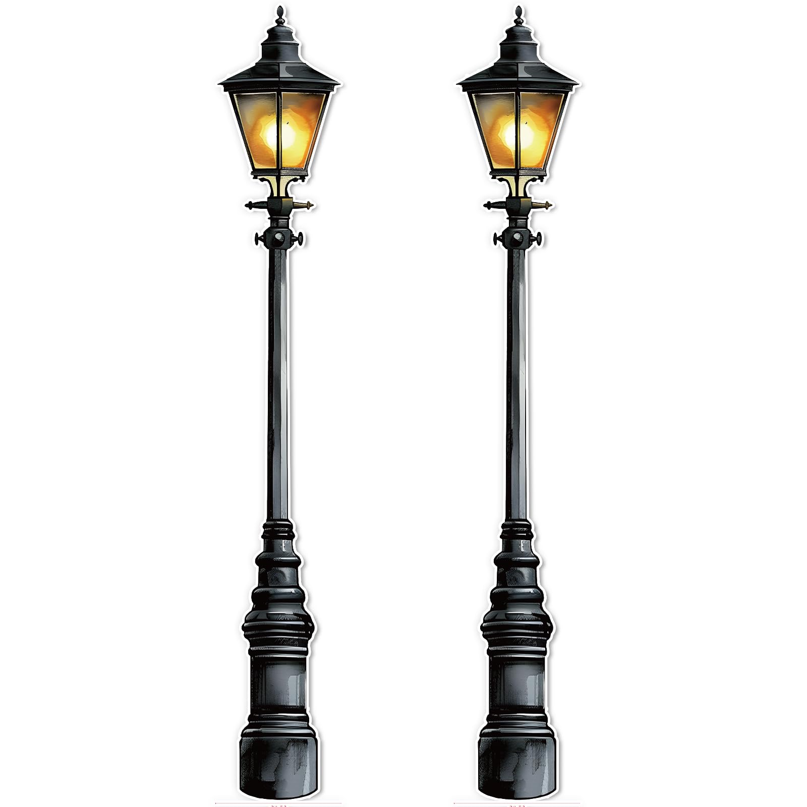 Honoson 2 Pcs 6' Tall Mardi Gras Lamp Post Cardboard Cutouts Large Lamppost Photo Props New Orleans Carnival Street Light Wall Decorations for Masquerade Wall Backdrop Party Supplies