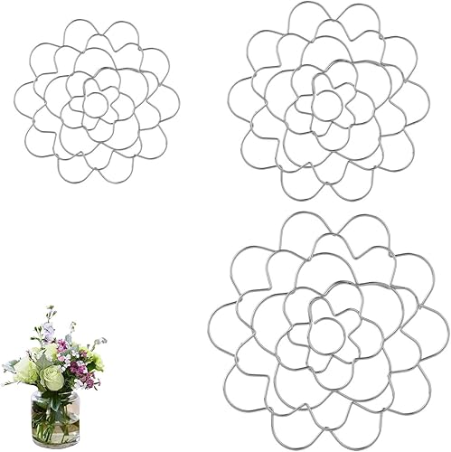Xtlonbom Juego de 3 arreglos florales de acero inoxidable, juego de rana de flores reutilizable y soporte con alambre floral para un elegante diseño