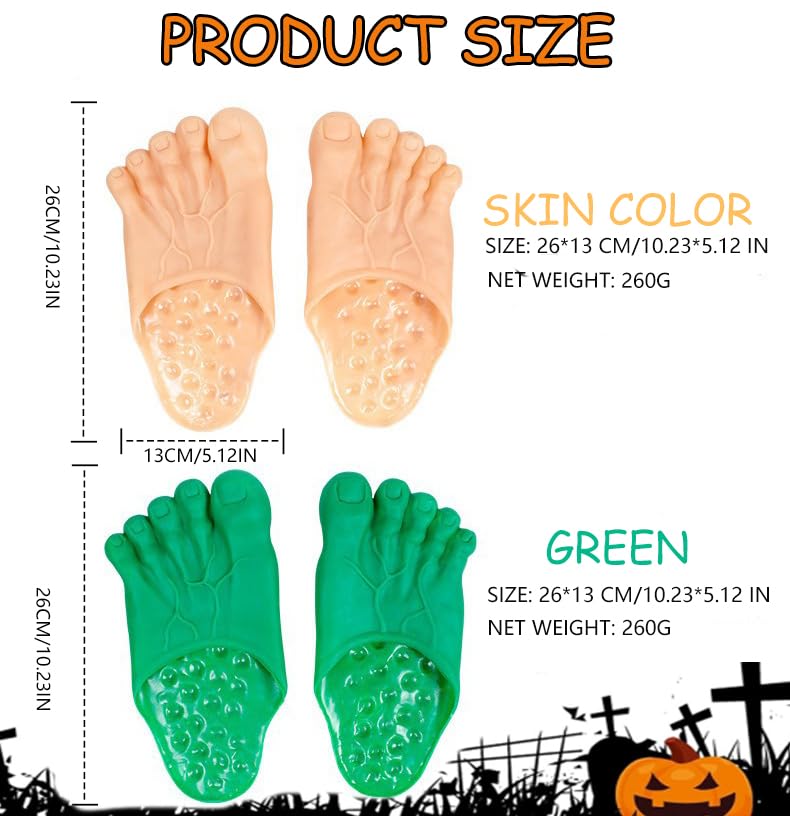 Halloween Giant Feet Slippers FaJoek Halloween Monster Feet Slippers Unisex Funny Naked Feet Slippers Caveman Feet Halloween Cosplay Costume Props Party Accessories (Skin Colour) - Image 2
