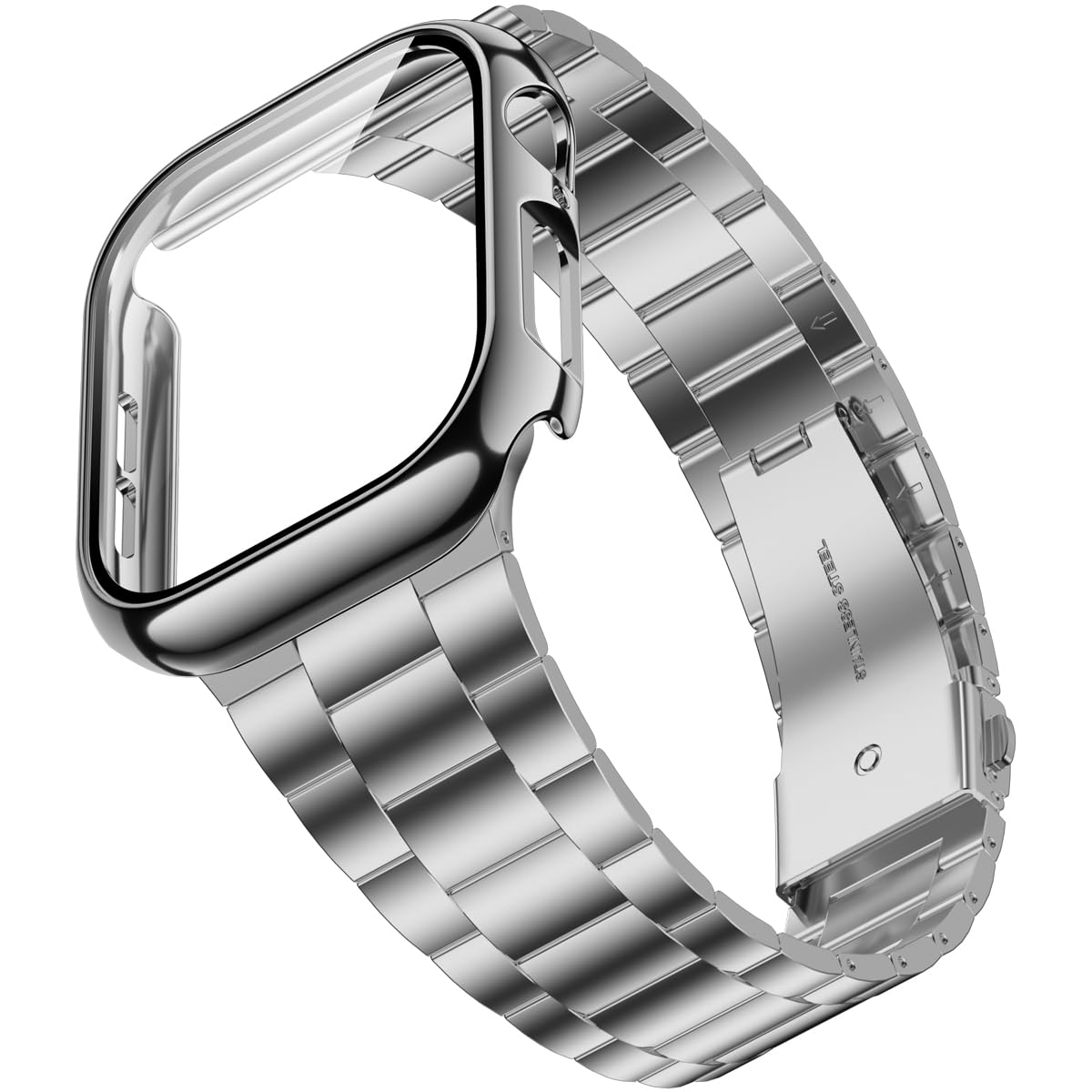 Wolait Compatible with Apple Watch Band 49mm 46mm 45mm 44mm 42mm 38mm 40mm 41mm,Stainless Steel iWatch Bands with Screen Protector Cover for Apple
