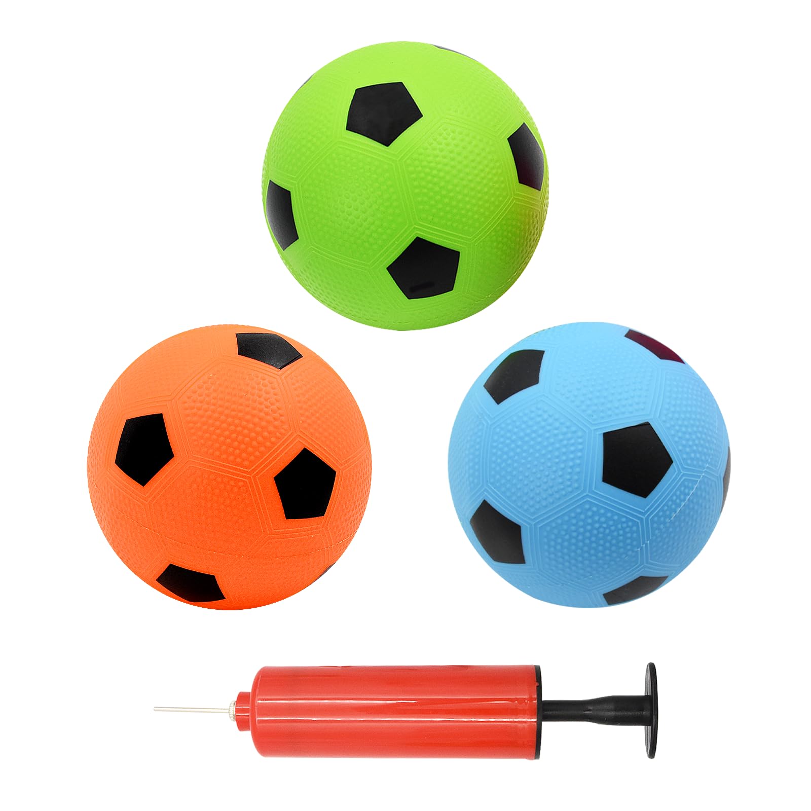 Coriver 3 Pack Mini Football, 15cm Inflatable Small Soccer Ball, 3 Colours Soccer Ball with Pump, Summer Pool Beach Ball