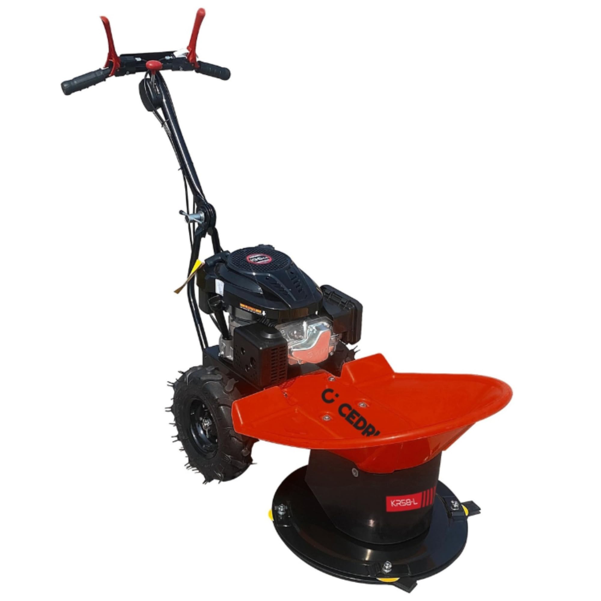 CEDRUS KR58-L kosiarka bębnowa z napędem na koła, silnik Loncin 196 cm³, 3,5 kW, szerokość cięcia 60 cm, 4 noże, wysokość cięcia 30-120 mm, obudowa stalowa, kosiarka do trawy