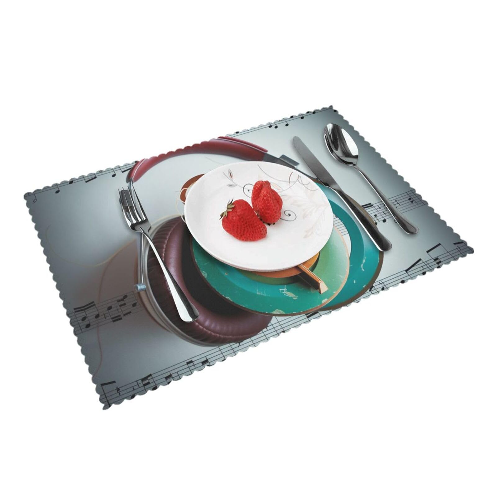 Music Printed Placemat Heat Resistant Place Mats Set of 4 PCS Washable Kitchen Table Mats, 12x18 Inch