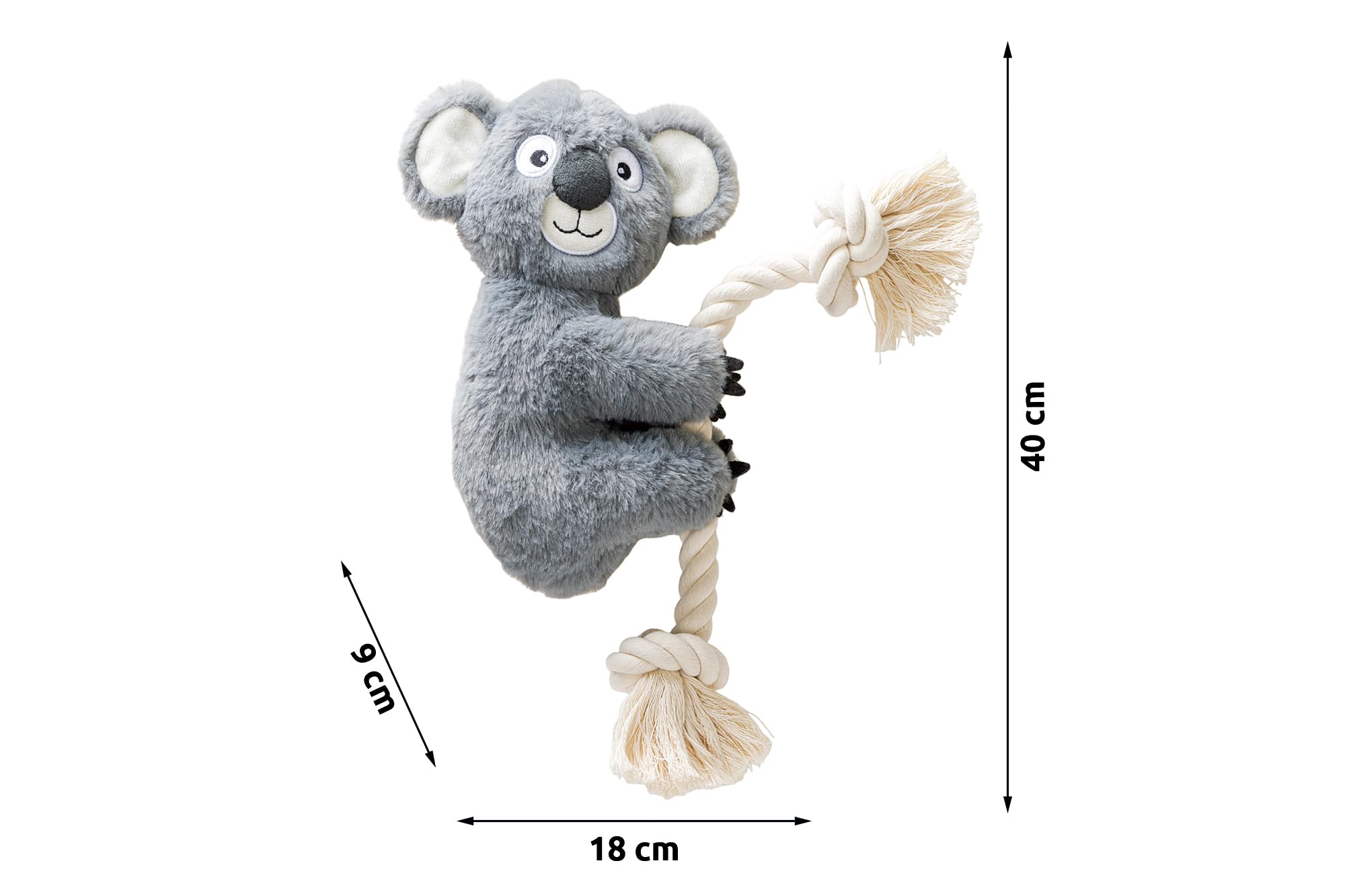 Karlie Kletter Koala Dog Toy, Plush, Grey, 40 x 18 cm, gray, 18 X 9 X 40 CM cm - Image 3