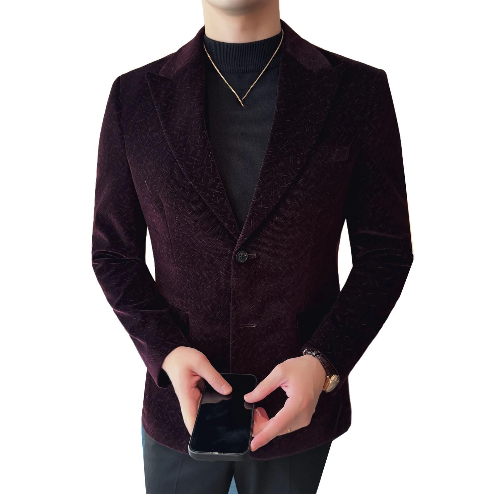 Giacche da uomo in velluto a coste giacca coreana moda due bottoni business casual blazer slim fit cappotto confortevole