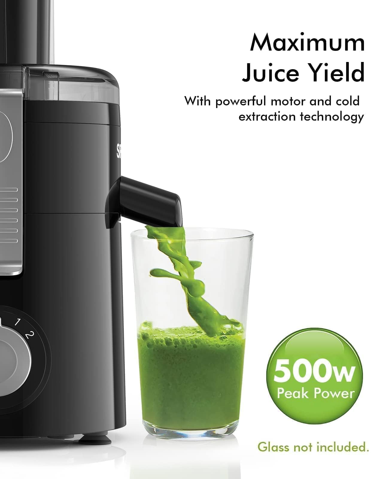 Extractor centrífugo compacto, máquina de jugo para verduras y frutas con ajuste de 3 velocidades, sin BPA, fácil de limpiar, color negro 4