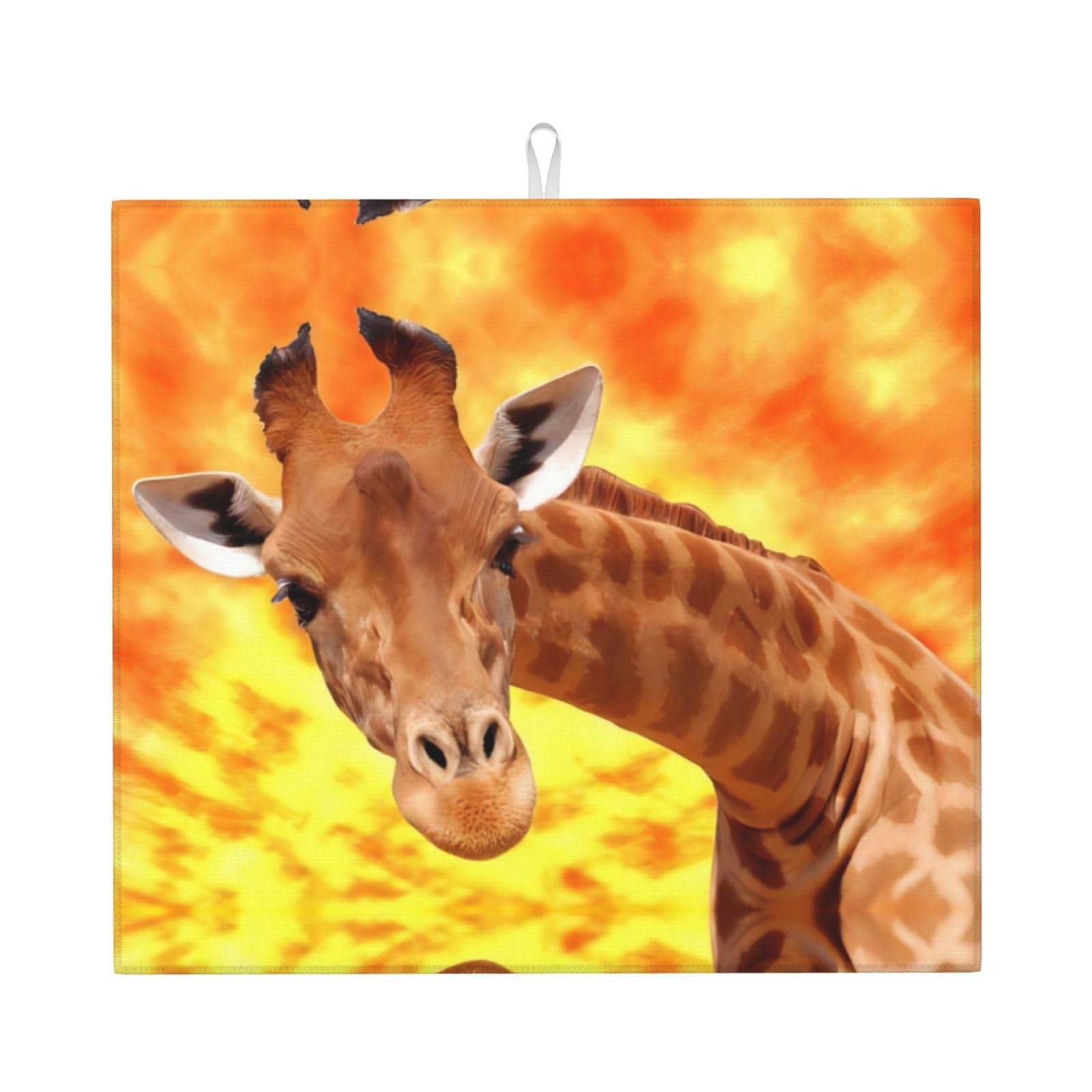 YYHWHJDE Giraffe Prints Kitchen Drying Mat – Absorbent Microfiber Throw for Dishes, Non-Slip Counter Layer with Vibrant Fade-Resistant Print, Ideal for Appliance Protection
