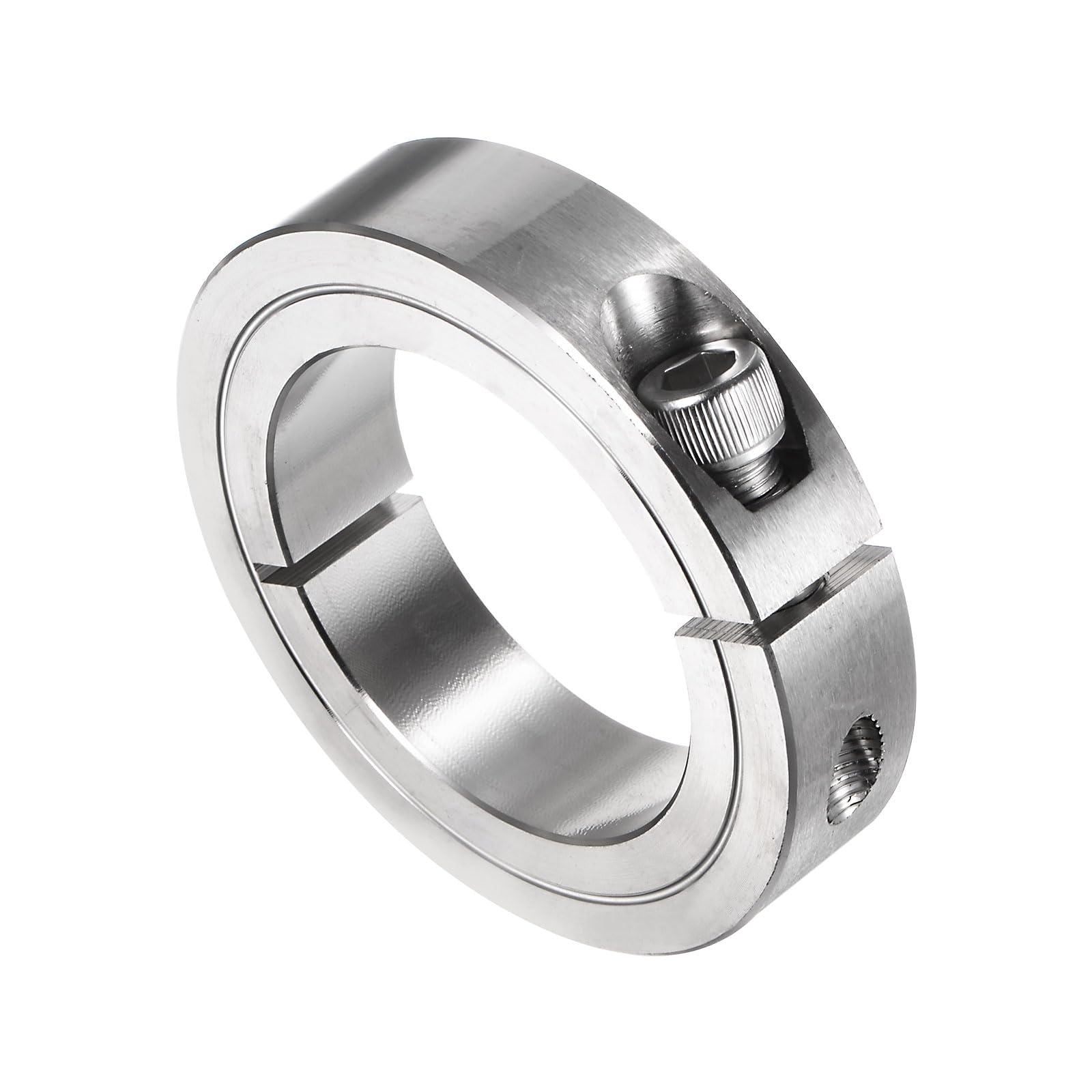 uxcell Single Split Clamp-On Shaft Collar 2" Bore One-Piece Clamping Collar, 3" OD, 11/16" Width, 304 Stainless Steel Axle Collar Clamp, Set Screw