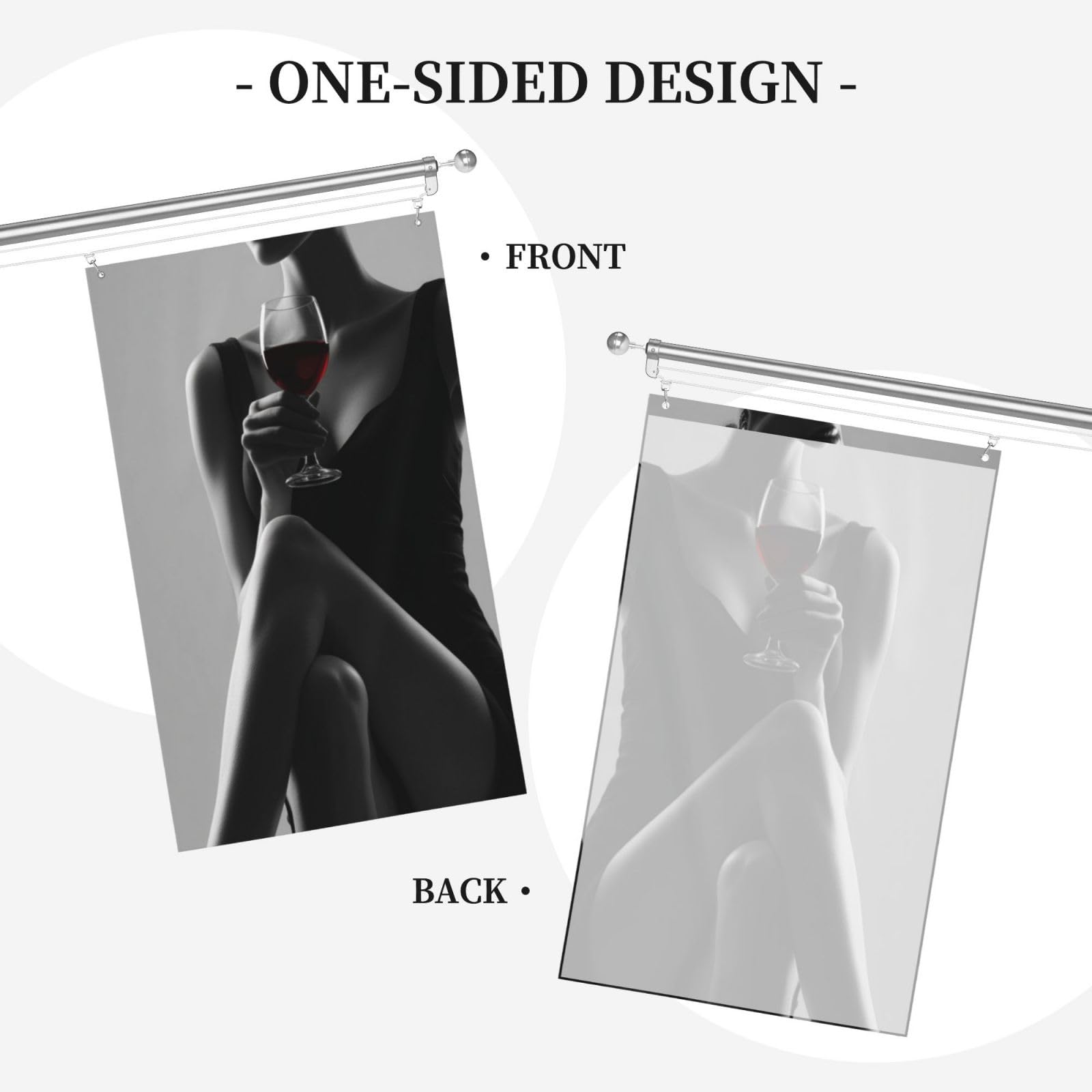 Elegance Woman Red Wine Black White Yard House Flags,3x5 Ft Season Greeting Banner With Grommets Indoor Outdoor Party Home Decorations