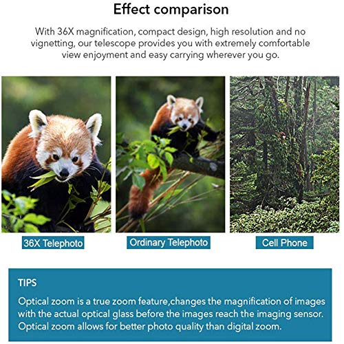 RSGK Telescopio Mobile 36X, Teleobiettivo Zoom con...