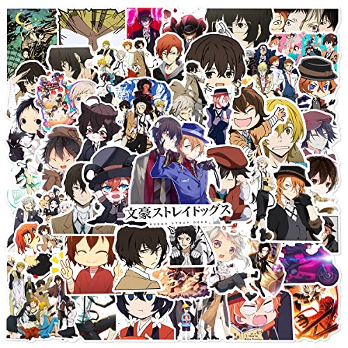 50Pcs Bungo Stray Dogs Sticker for Kids Cute Anime Cartoon Waterproof Vinyl Stickers for Adult Teen Water Bottle Laptop Phone Computer Guitar Notebook Skateboard Travel Case Scrapbook Helmet
