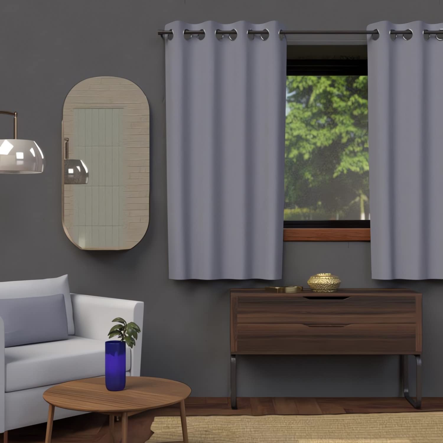 Soleil d'Ocre Polyester Blackout Curtain with Eyelets, gray, 140 x 180 cm, Grey, W 55.1" x L 70.9" (1 Panels) - Image 2