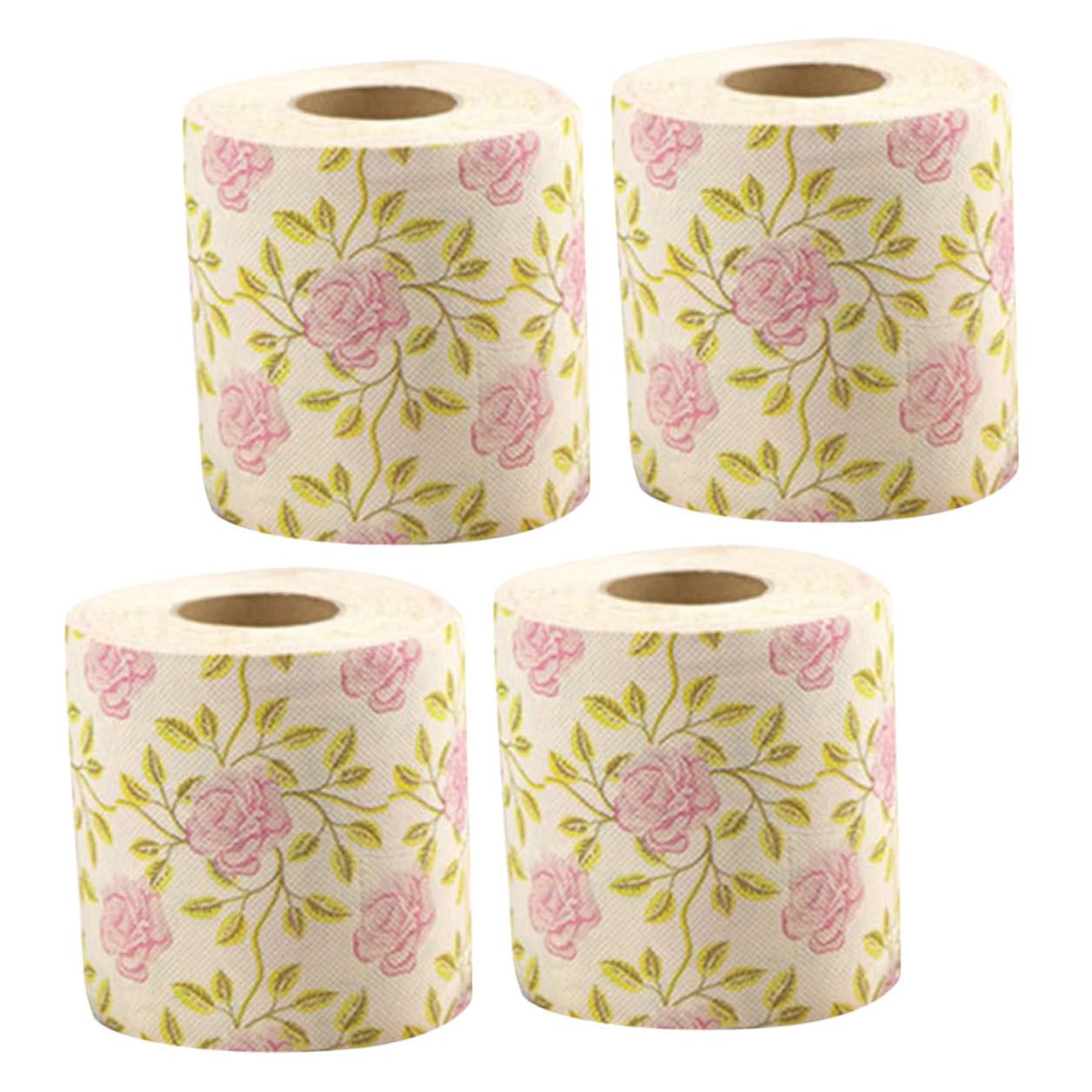 Papel higiénico de bambú con estampado de rosas en formato de 4 rollos decorativos