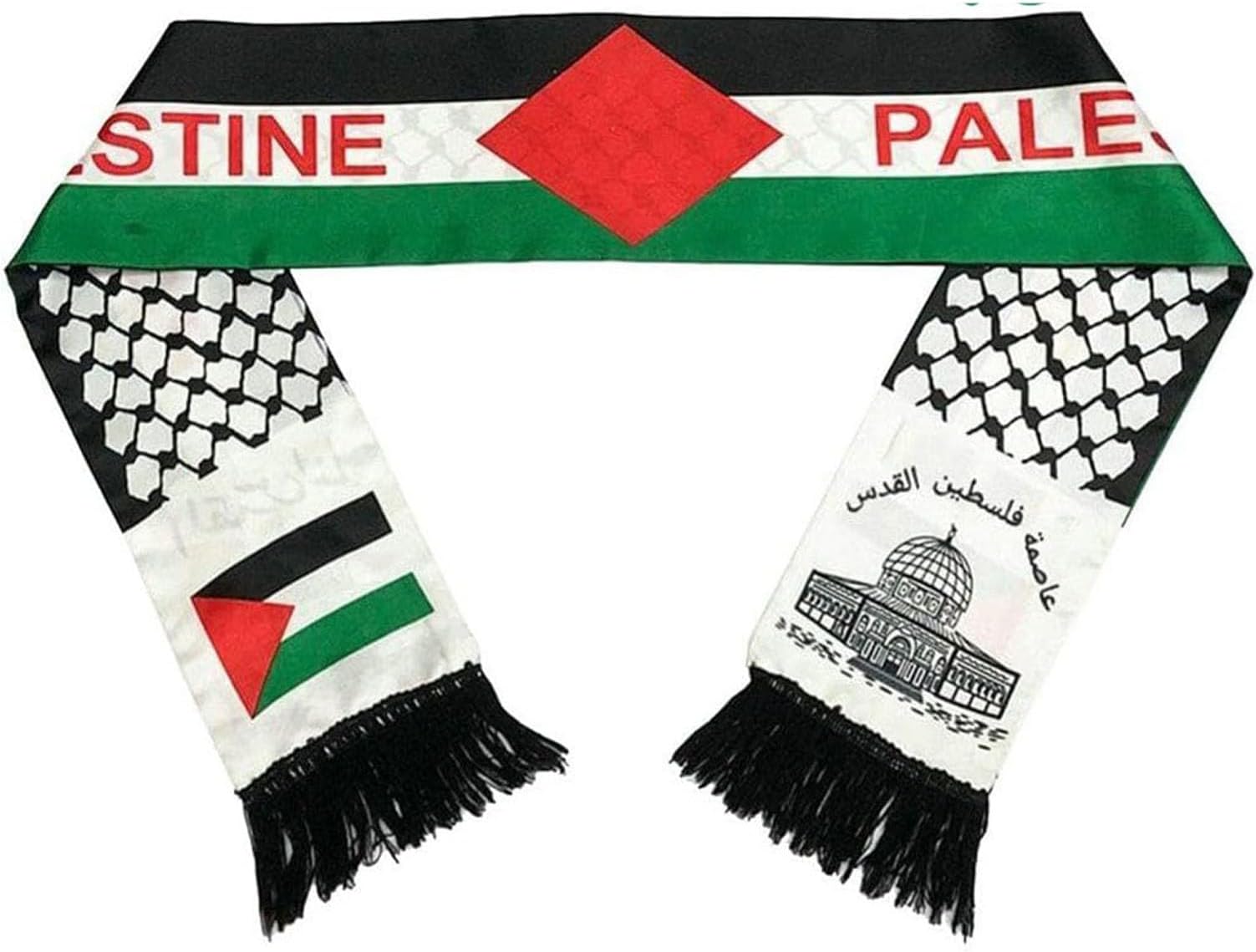 HREDZEOFlag Scarf,Double Side Palestinian Flag Scarf Unisex Palestine Scarf Palestinian Shawl Arab Satin Scarf Shawl for Men Women Wedding Holiday Gifts