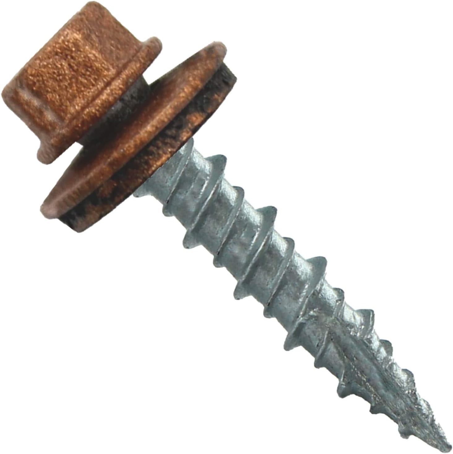 Metal Roofing Screws: (250) 10 x 1 Copper Hex Head Sheet Metal Roof Screw. Self Starting Metal to Wood siding Screws. EPDM Washer. Colored Head