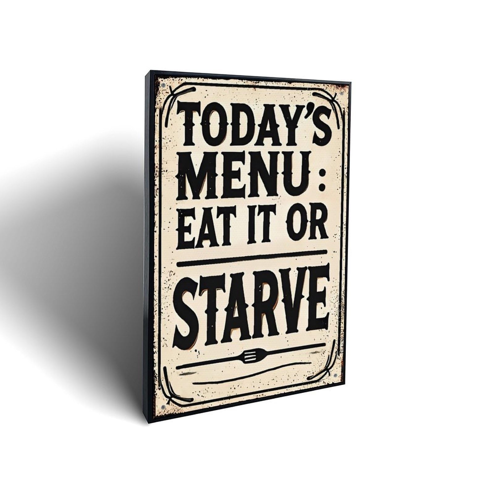 Lvalogy Black Frame-Style Today S Menu Eat It Or Starve Sign Framed Canvas Wall Art