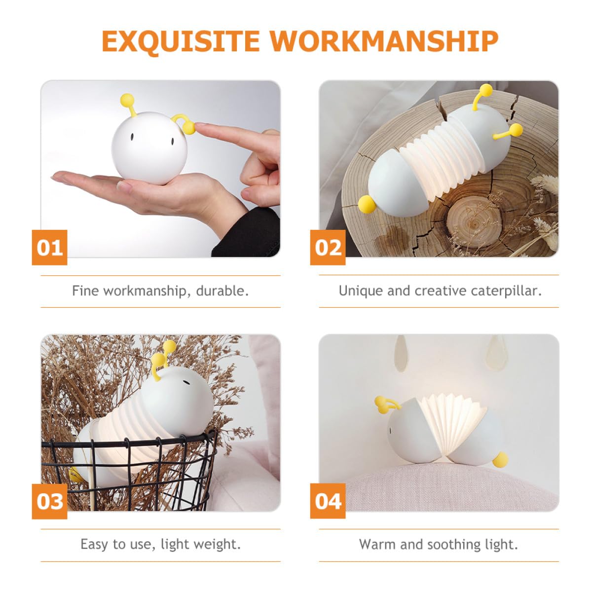 Amosfun Luz Nocturna de Animales para Dormitorio Infantil, Lámpara Pequeña LED Puerto USB para Escritorio y Habitación de