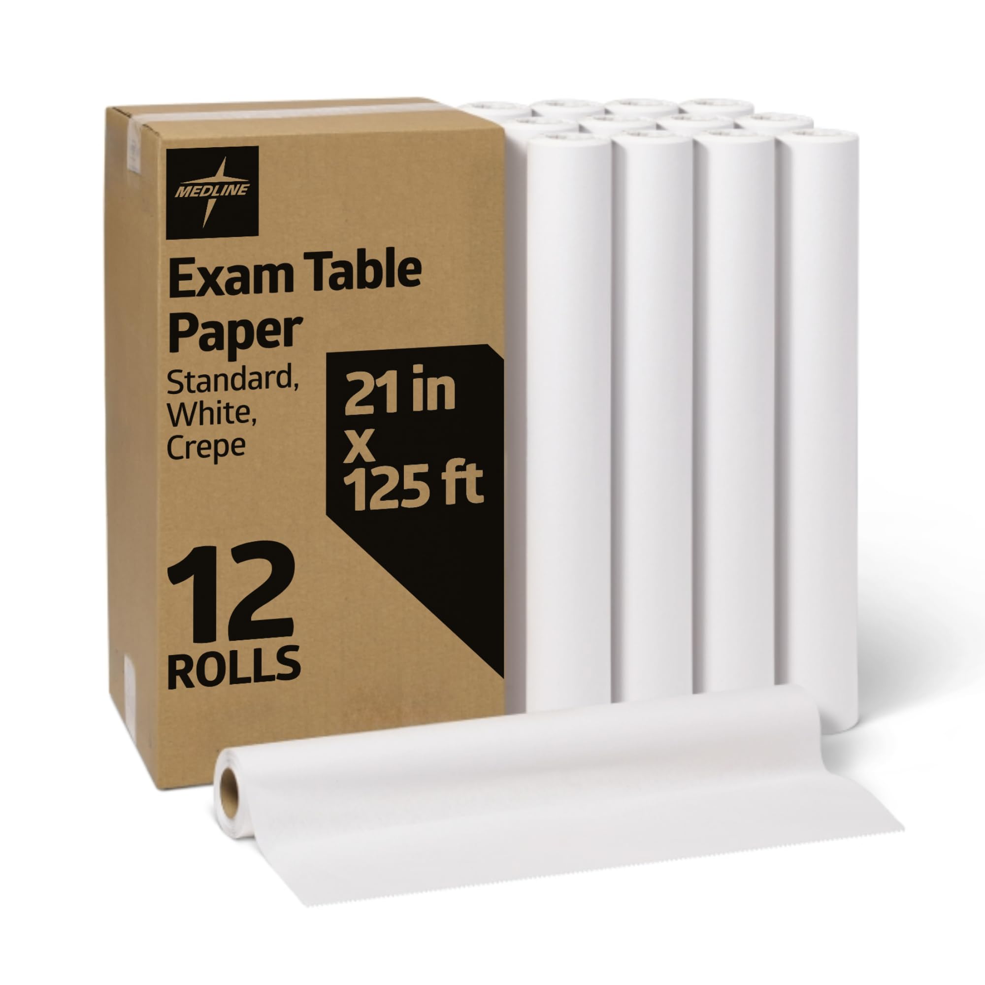 Medline Medical Exam Table Paper, Crepe Table Paper, 21 inches x 125 feet, Case of 12 Rolls